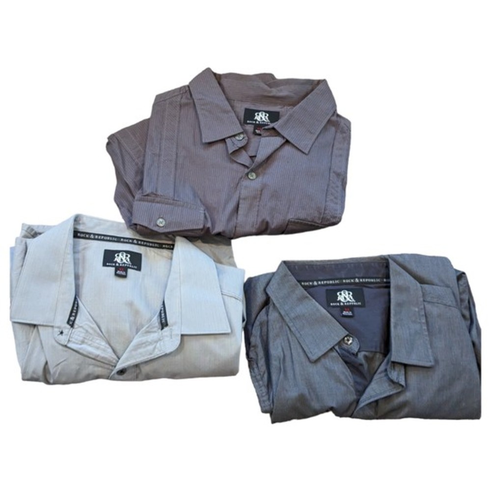 (Lot of 3)  Rock & Republic Mens‎ Shirt XL Long Sleeve Button Stretch